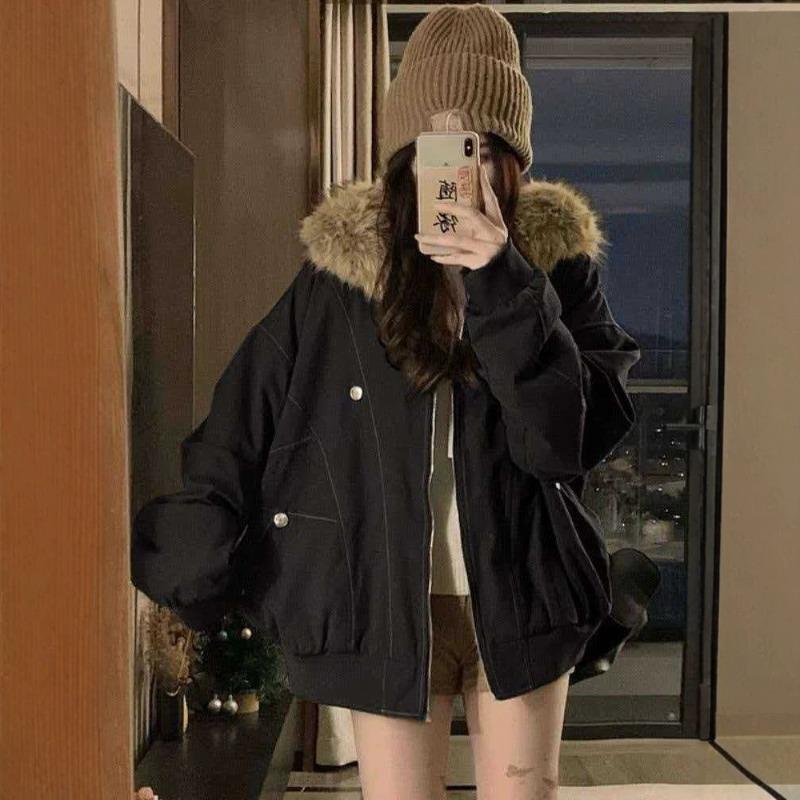 New winter feeling short cotton clothes women's casual loose pie overcome warm velvet jacket