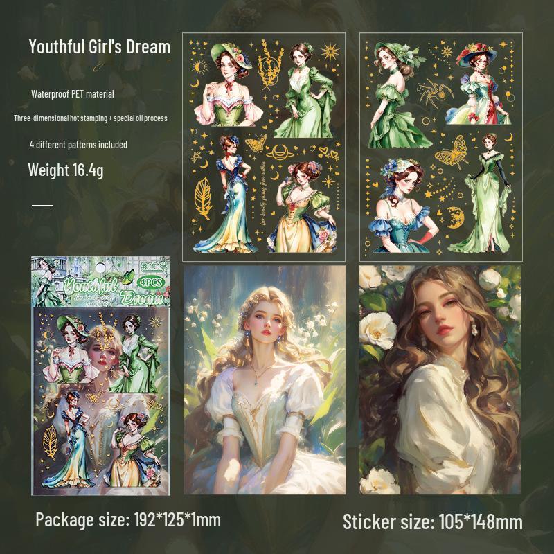 ZABC Youthful Retro Photo Stickers - 6 Vintage Styles for Journals & Collages