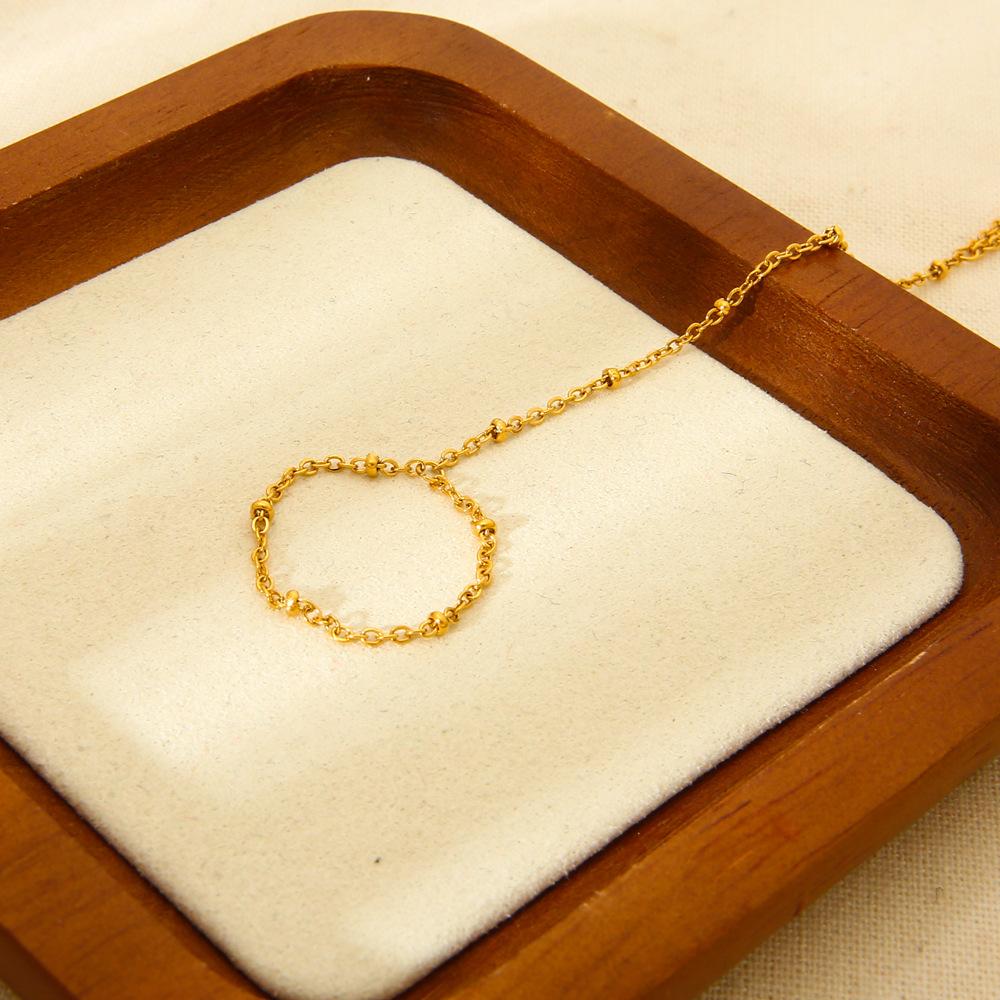 18k Gold Stainless Steel Pvd Gold Bead Chain Pendant Bracelet Finger Ring Bracelet Waterproof and Color Retention Jewelry Gift
