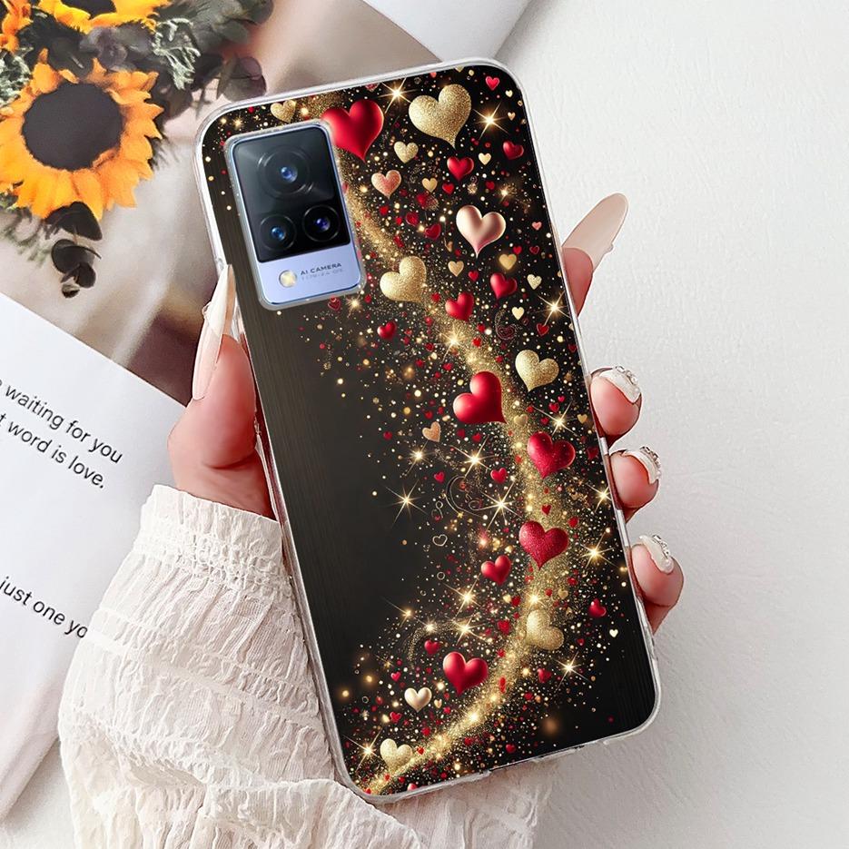 For Vivo V21 4G Case V2066 V2108 New Luxury Flowers Painted Cover Soft Slim Phone Case For Vivo V21e V2061 V 21 VivoV21 e Fundas