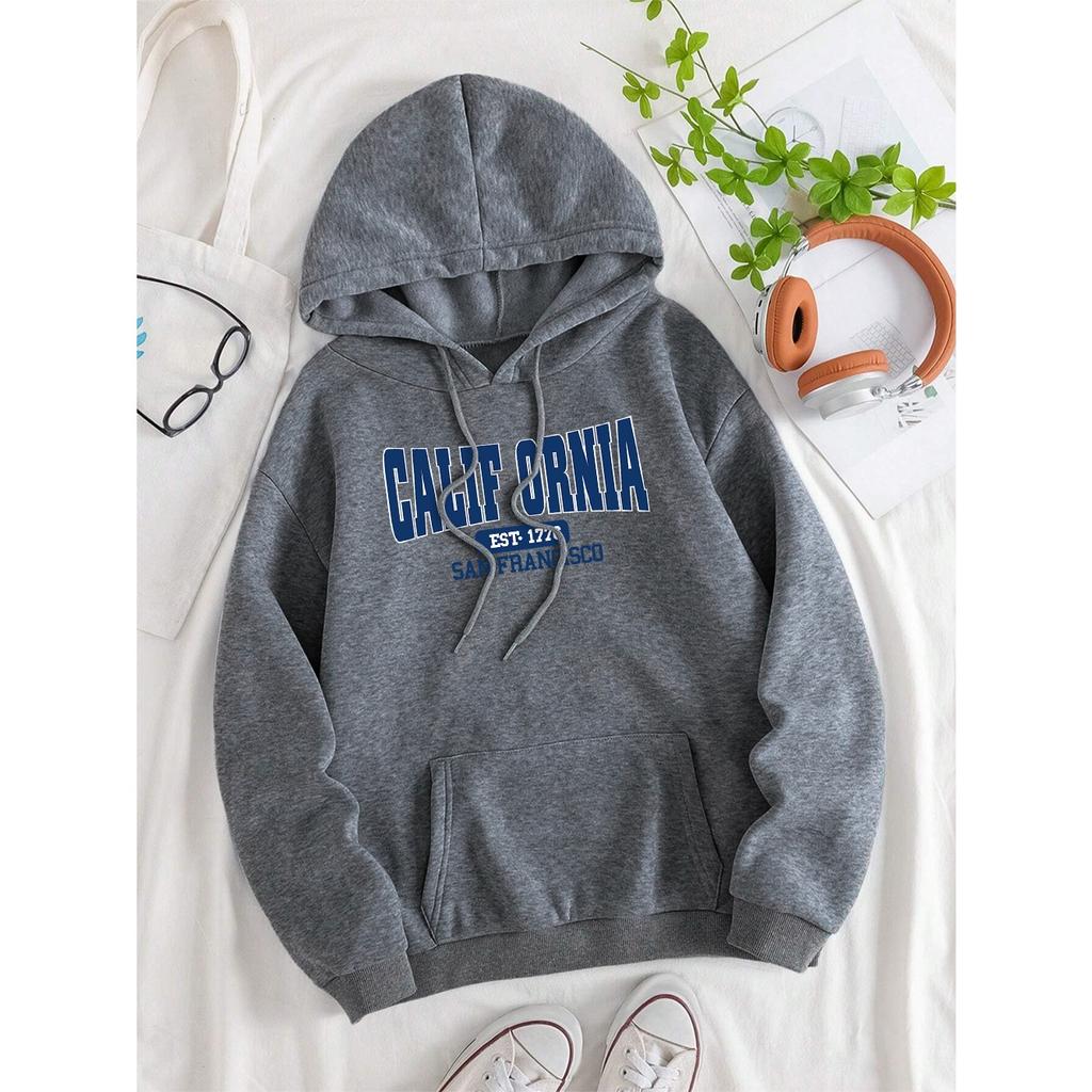 California Est 1776 San Francisco Men Women Hoodies Cute Pocket Pullovers Pattern Oversize Streetwear Fleece Couple Sportswear
