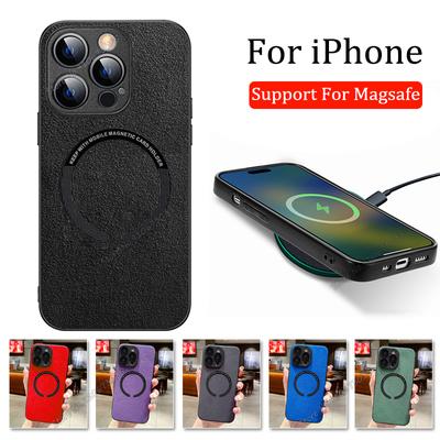 Original Suede Leather Wireless Charging For Magsafe Magnetic Case For Iphone 14 Pro Max Plus Xr Xs 12 11 13 Pro Max Soft Cover