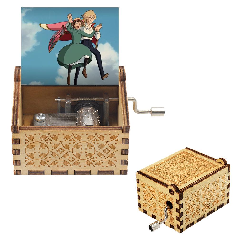 Hochwertige Handkurbel-Holzspieluhr - Thema Schloss im Himmel Kreatives Geschenk