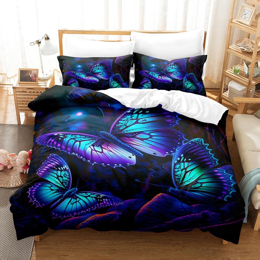 Butterfly comforter sets home bedding set duvet cover pillowcase bedroom décor, animal print boy and girl gifts.