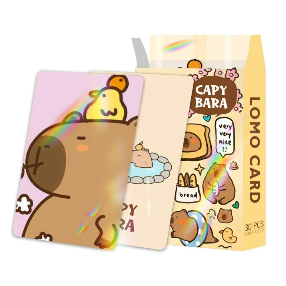 Cartoon Capybara Lomo Cards Glitter Collection Cards Lovely Capybara Photocards  Gift
