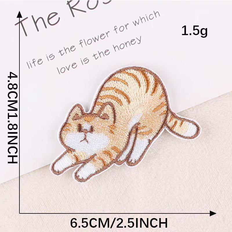 6Pcs/Lot Cute Striped Cats Embroidered Patch Cartoon Animals Applique Fabric Clothing Iron On Patch