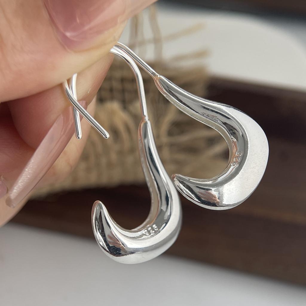 925 Sterling Silver Vintage Earrings For Women Trendy Simple Clip Shape Earring Jewelry Prevent Allergy Party Accessories Gift
