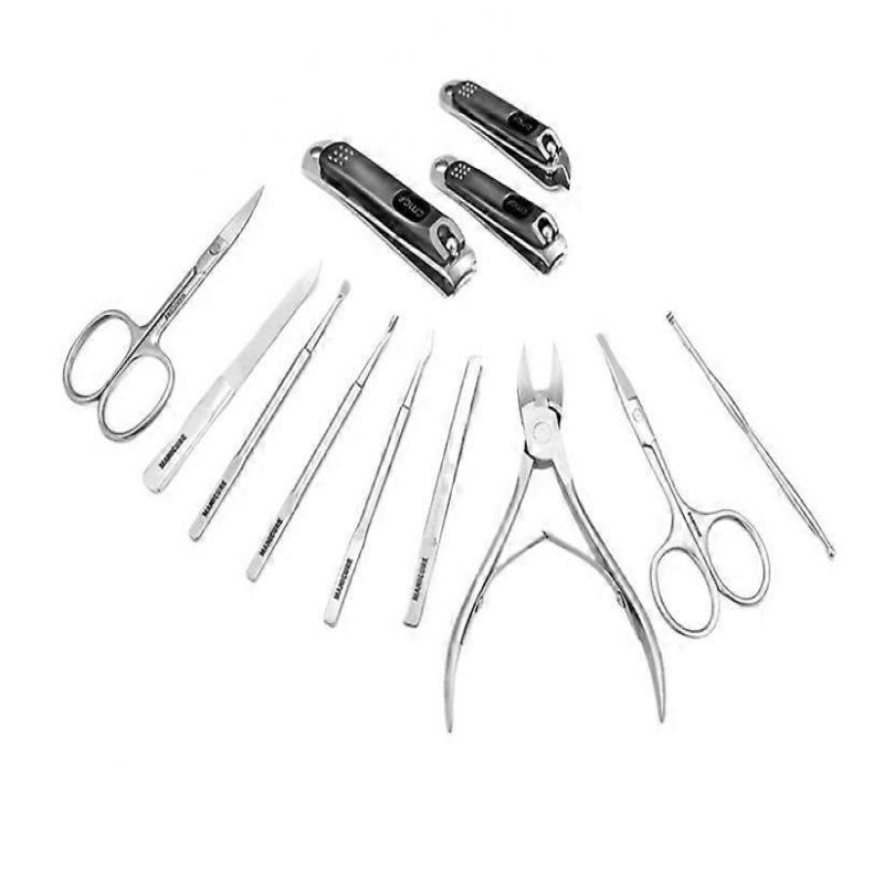 12PCS Manicure Sets Pedicure Kits Stainless Steel Nail Clipper Personal Care Tools with PU Leather Case