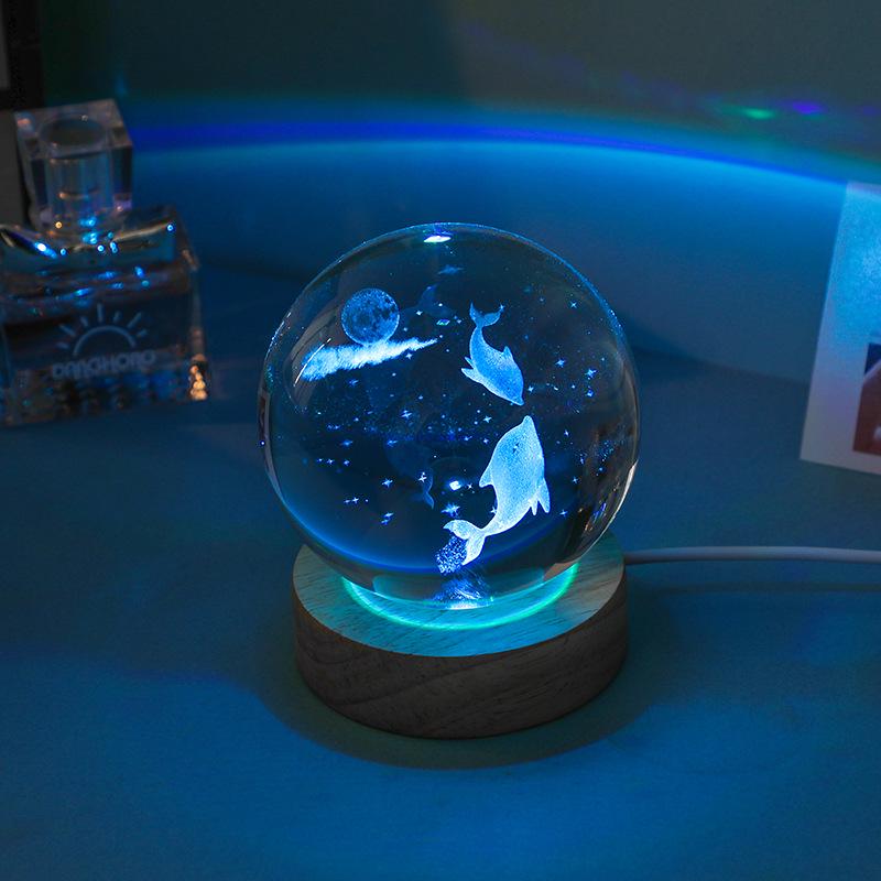 Laser-Engraved Luminous Jellyfish Crystal Night Light - Perfect Birthday Gift for Girls and Best Friends