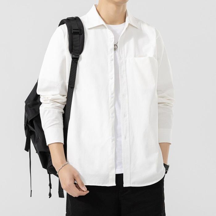 Spring and Summer Casual Long-sleeved Shirt Men's Loose Shirt Jacket Pure Cotton White Inch Shirt Thin Jacket