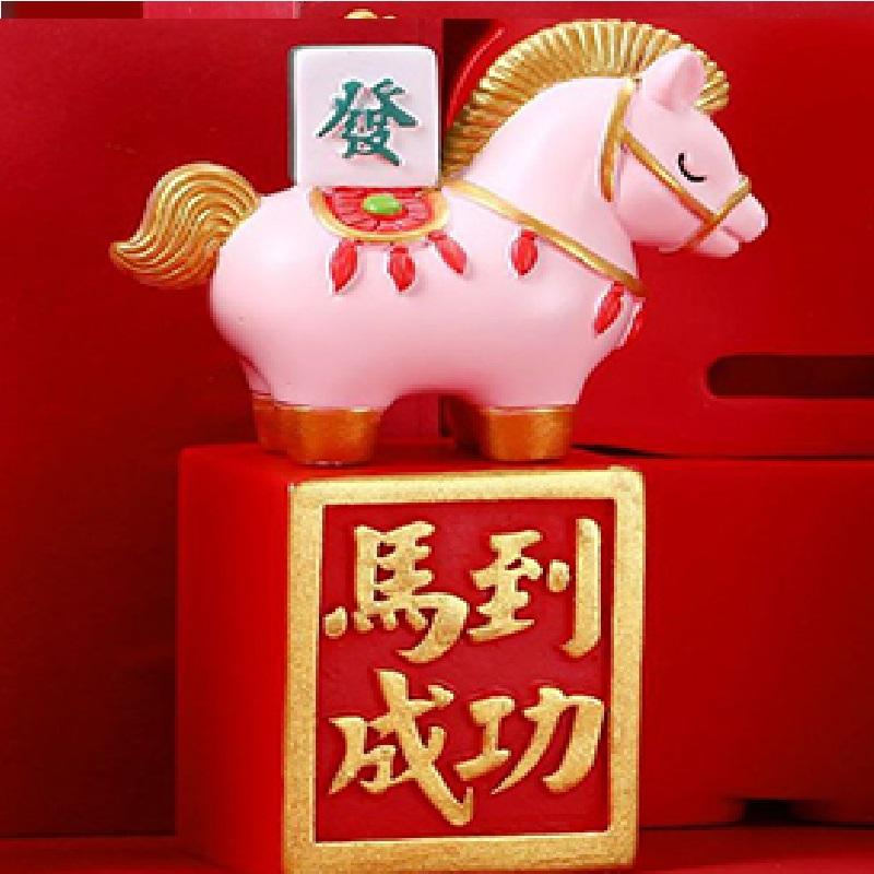2026 New Year Resin Pony Decoration Ornament Mini Car Desktop Ornament New Year Birthday Blessing Gift Spring Festival Crafts