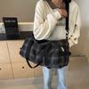 Women's Dry and Wet Separation Plaid Style Fitness Bag Strap Shoe Storage Large Capacity Casual Handbag Travel Bag Can Be Used for Pulling Rod