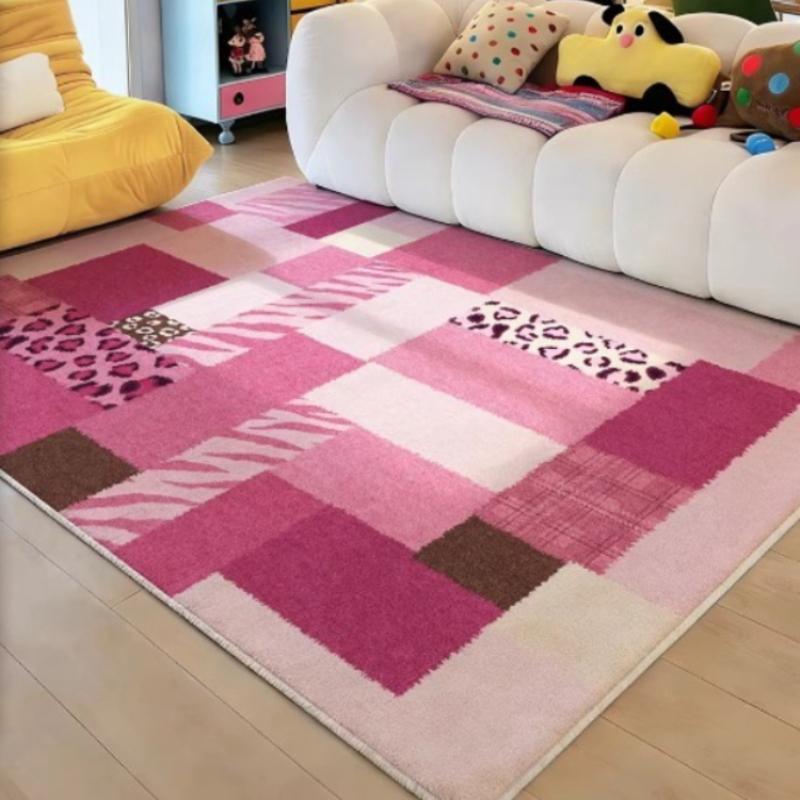 Irregular Pink Dopamine Living Room Carpet Home Decor Sofa Coffee Table Non Slip Floor Mat Bedroom Bedside Soft Comfortable Rug