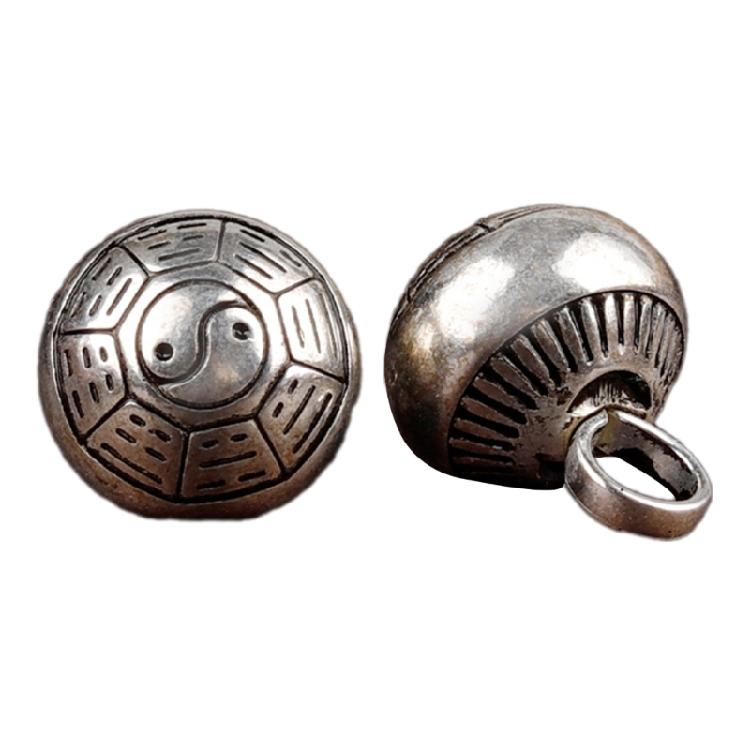 Handcrafting Solid Metal Silvering Bead Button for Chinese Cheongsam Traditional Carved Bead Buckle Clothing Accessories