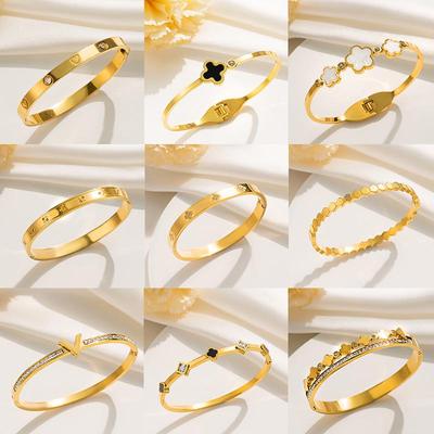 Nicht verblassendes Zirkon-Diamant-Titanstahlarmband: Elegantes Armband im leichten Luxusstil für Damen