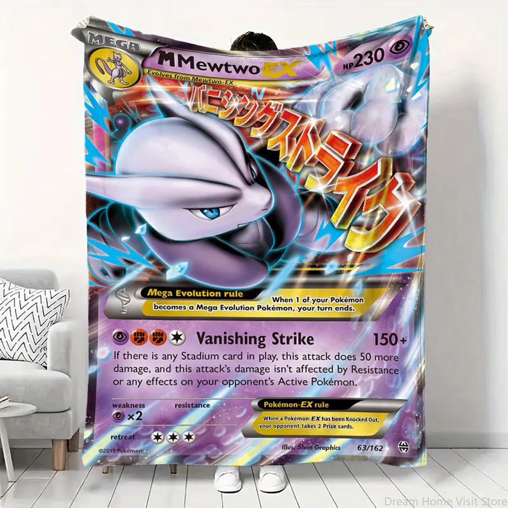 Pokemon Cartoon Kaart Pikachu Flanellen Deken Figuren Huis Bank Lunchpauze Dekens Kinderen Student Deken Slaaphoes Kinderen Cadeau