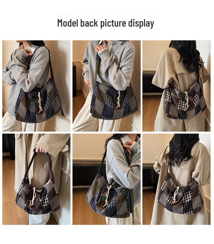 Autumn/Winter Retro Plaid Tote: Lightweight, Versatile, Large-Capacity Women's Crossbody Bag