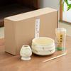 4Pcs/Set Bamboo Ceramic Japanese Matcha Blender Set with Matcha Brush Teaspoon Matcha Bowl