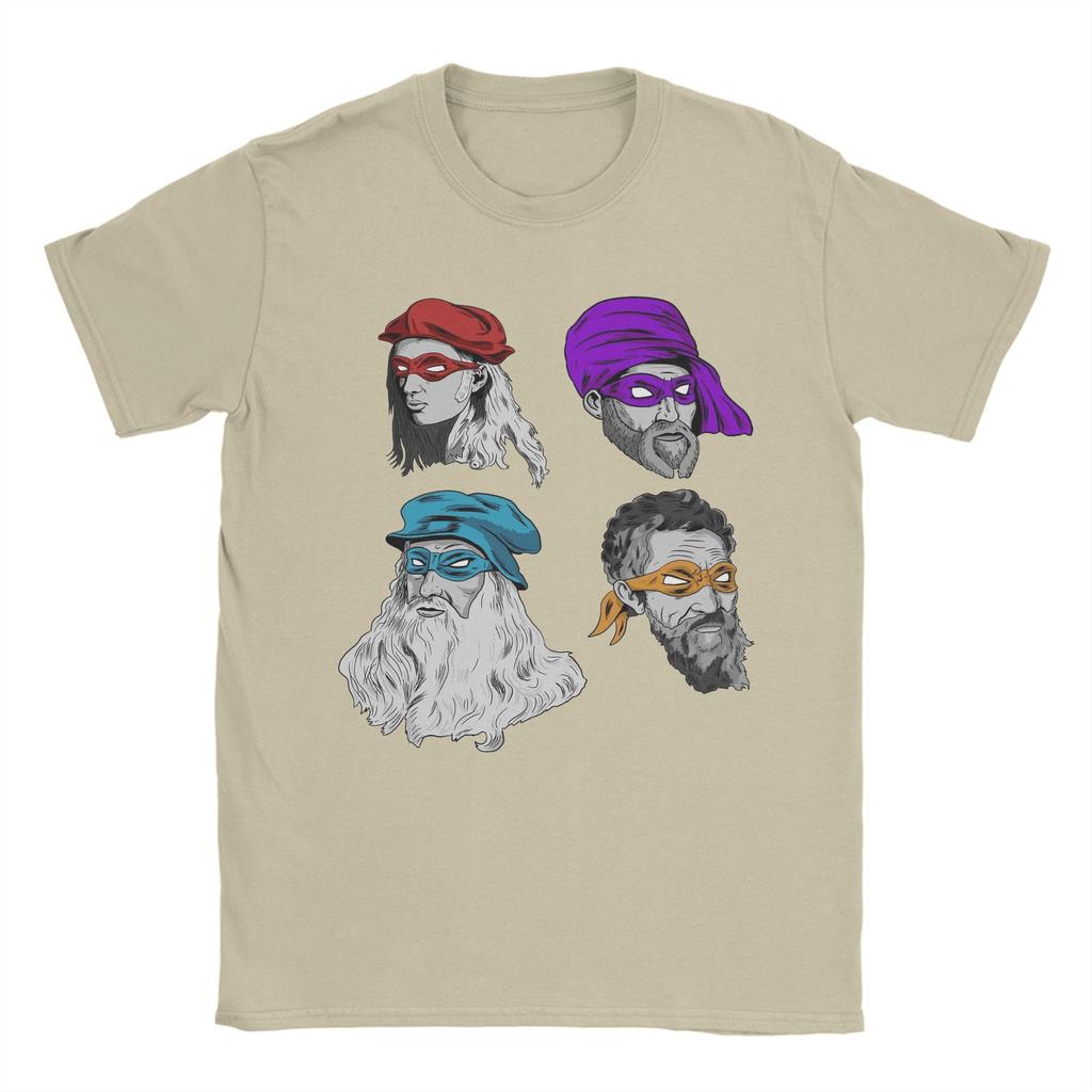 Vetenskap Sköldpaddor T-shirts Herr Bomull Vintage T-shirts Rund Hals Mutant Ninja Renässans T-shirts Kortärmade Toppar Tryckta