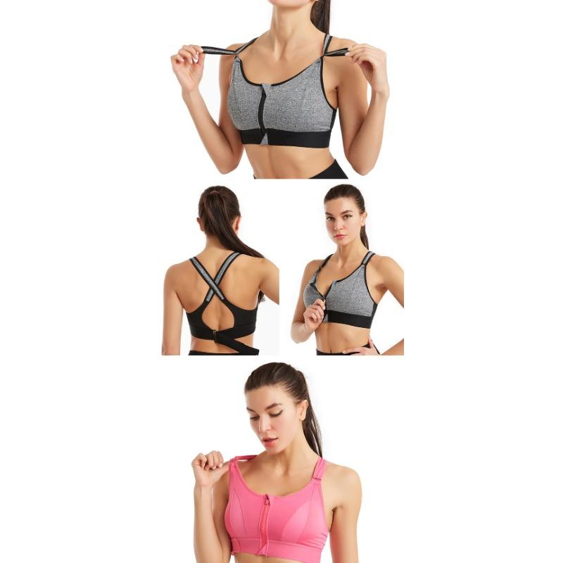 Reggiseni Sportivi da Donna Leggings Top Corto Gilet Cerniera Frontale Taglia Plus Spalline Regolabili Antiurto Palestra Fitness Atletico Reggiseno