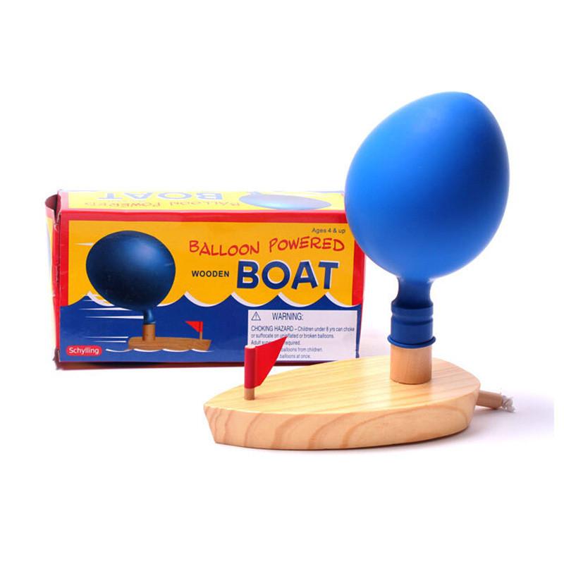 Wooden Balloon Powered Boat Science Experiment Learning Classic Educational Children Early Development Toys Kids Bath Toys