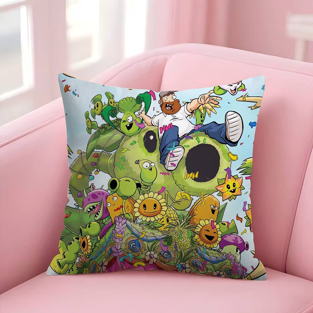 Cartoon P-Plants-vs-Zombie Mini 45*45cm Cushion Cover Pillow Cover Decor Pillowcase Home Pillowcase For Couch Pillow