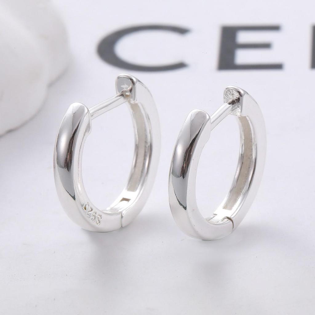 Cross-Border European & American Style Silver-Plated Hoop Earrings: Trendy, Simple, Thick Design