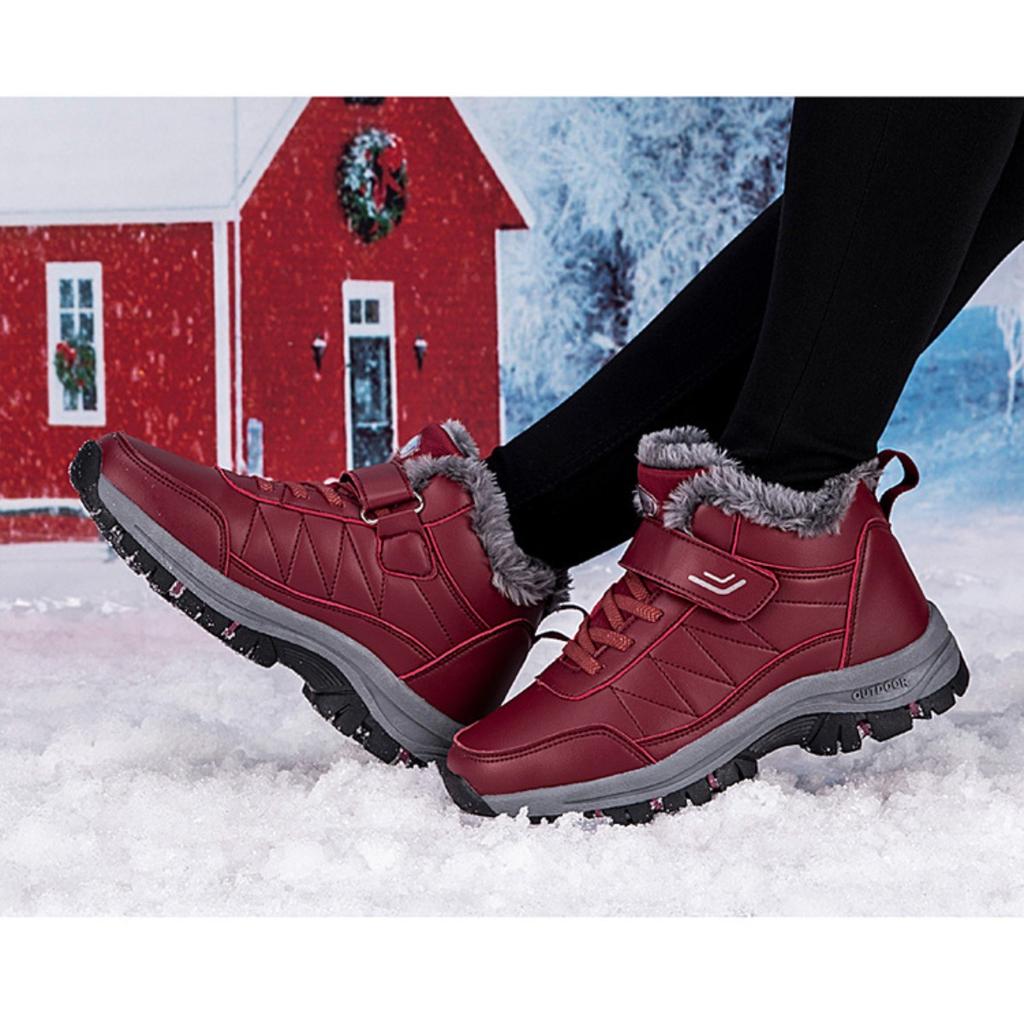 Outdoor Men's Cotton Shoes, Winter High Top Snow Shoes, Hiking Shoes, Waterproof and Plush Snow Boots