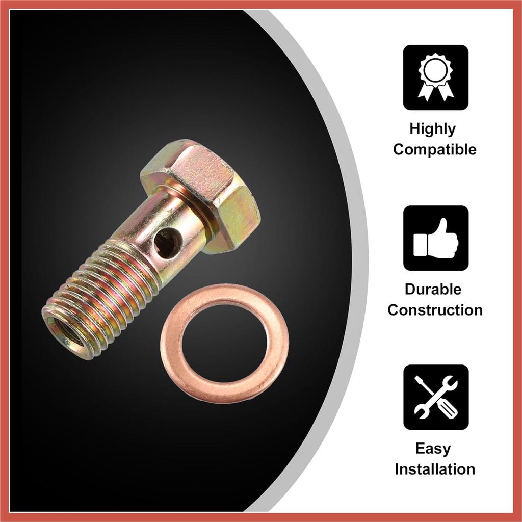 ACROPIX 2 Set Banjo Bolt Brake Fitting Adapter Kit M8x1.25 Brake Line Thread Banjo Bolt with 8mm Spacers Car Parts