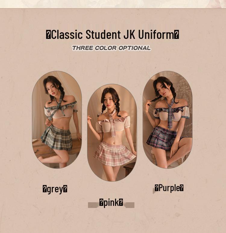 Charming Mesh Lingerie Student Uniform Set: Tempting & Sexy JK Style