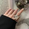 Anello Vintage Crossover Placcato Argento S925 Coreano - Design Aperto Rotondo e Quadrato da Donna per Dito Indice