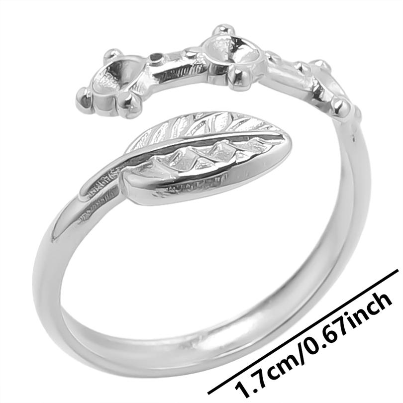 Punk Male Jewelry Mushroom Bone Moon Star Ring Stainless Steel Adjustable Rings For Women Men Accessories Leaf Finger Bague Gift