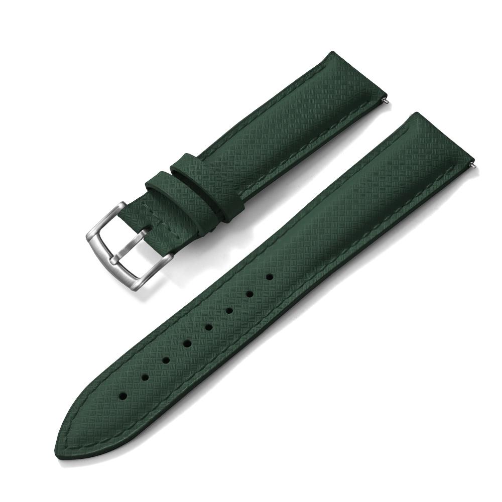STAPELP 18mm 19mm 20mm 22mm Sailcloth Strap FKM TOP+Leather Base Tropical Texture Rubber Watch Bands Quick Release Pin Buckle