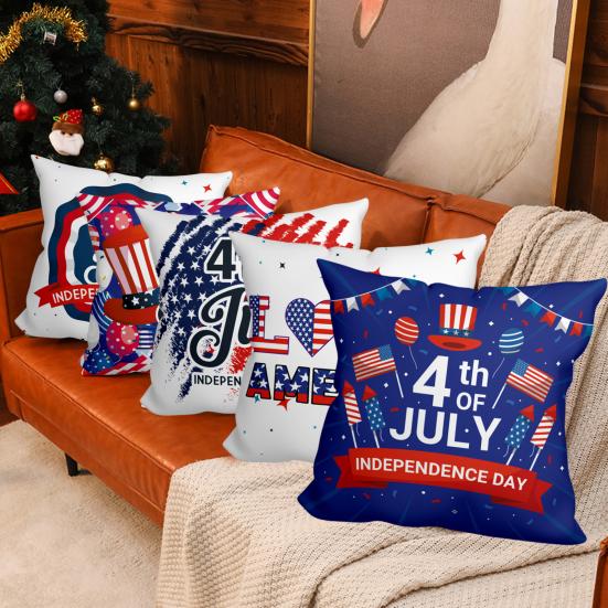 

Fashion Pillow Cover Single Side Printed Decorative Soft Texture 45X45Cm 4Th July Patriotic Throw