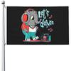 Dancing Elephant with Headphones Boombox Flag Durable Polyester Outdoor Decoration 3x5 Ft And 4x6FT