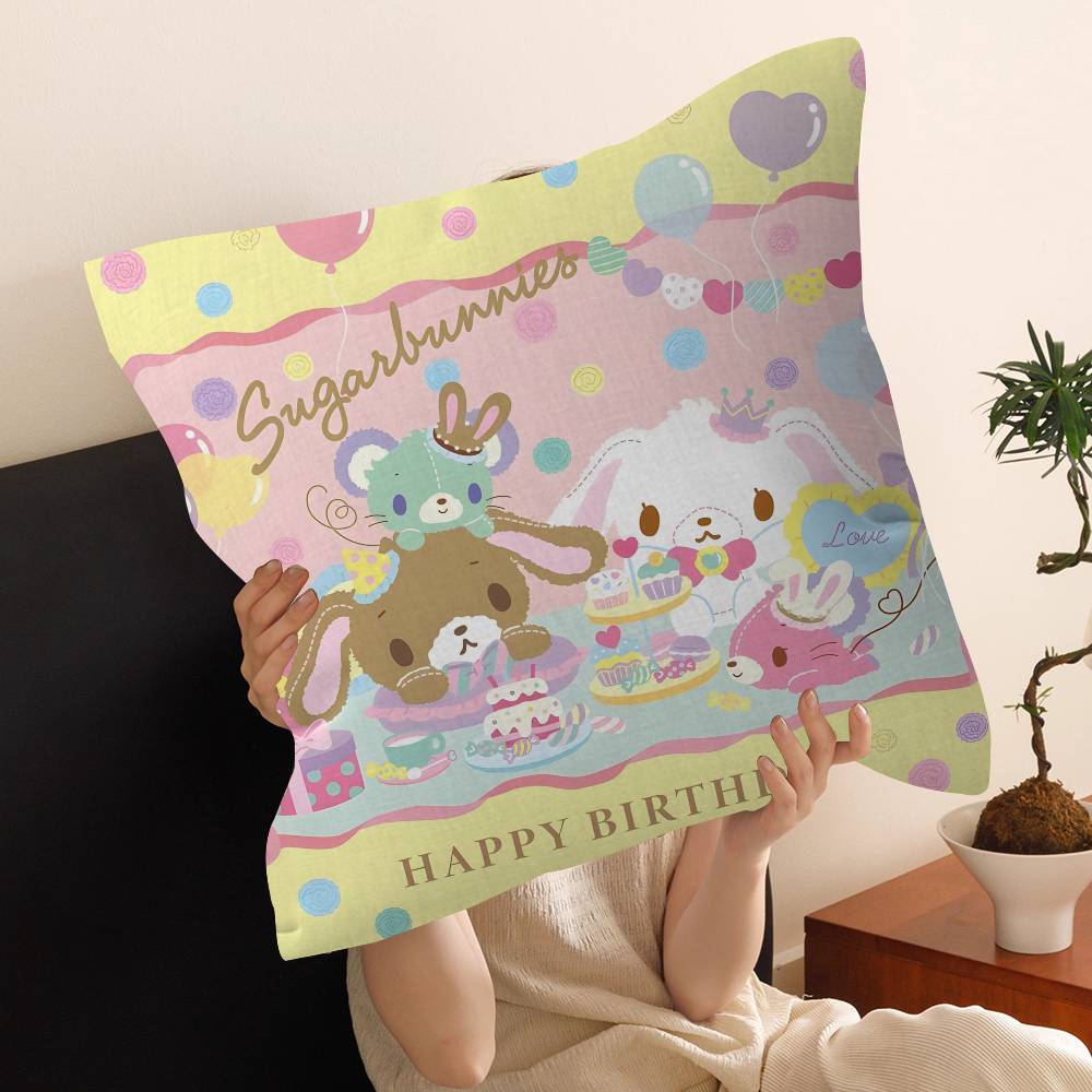Cartoon Cute S-Sugarbunnies Cushion Cover Car Throw Pillow Case For Sofa Car Christmas Gift 40x40cm 45x45cm