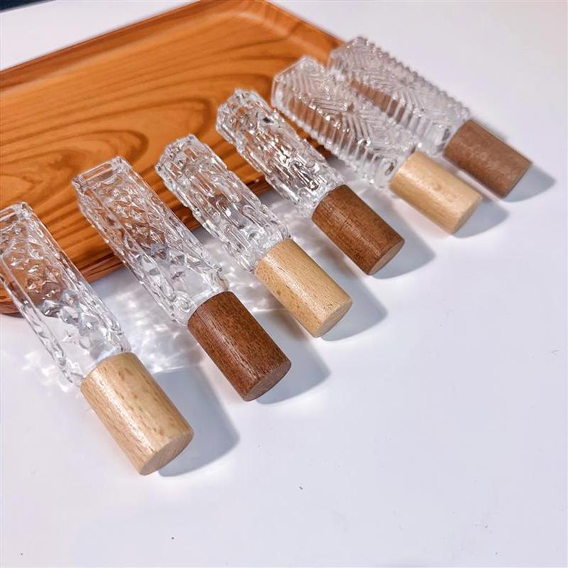 10Ml Wooden Cap Spray Bottle Clear Glass Spray Bottle Perfume Sample Vials Portable Refillable Cosmetic Empty Atomizer Gold Cap