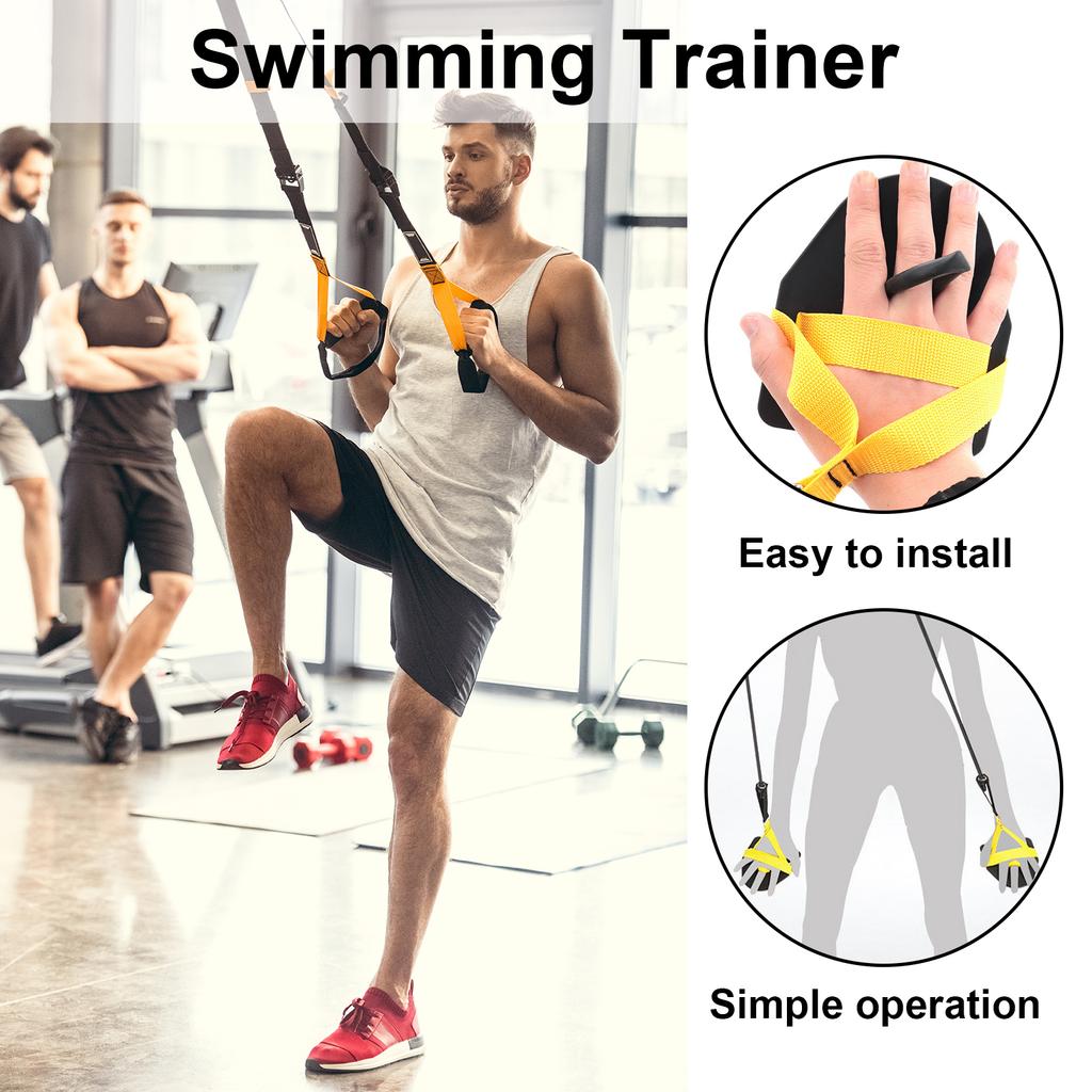 Swimming Arm Strength Trainer Fitness Resistance Band Arm Training Pull Rope with Hand Paddle Swim Training Equipment