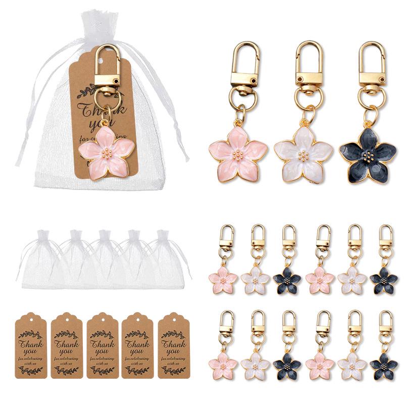 Colorful Cute Five-Petal Cherry Blossom Keychain Pendant