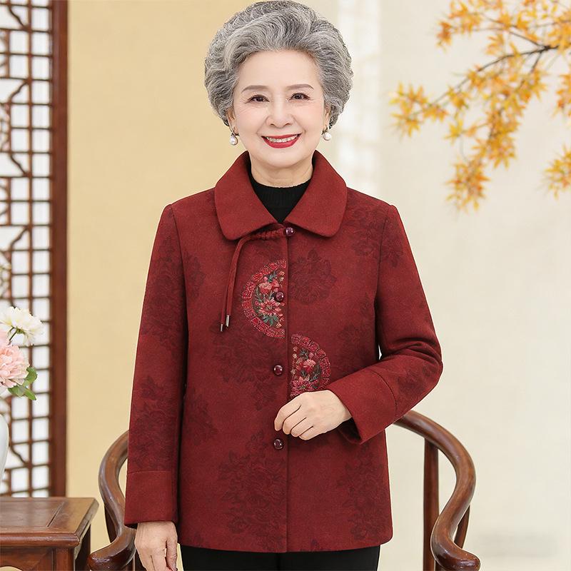 Spring & Autumn Embroidered Jacket: Grandma & Mom's Loose Cardigan for Middle-Aged Women