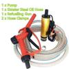 2 In 1 Oil Pump Refueling Gun Electric Submersible 5 Meter Steel Hose Fuel Water Camping Accessories