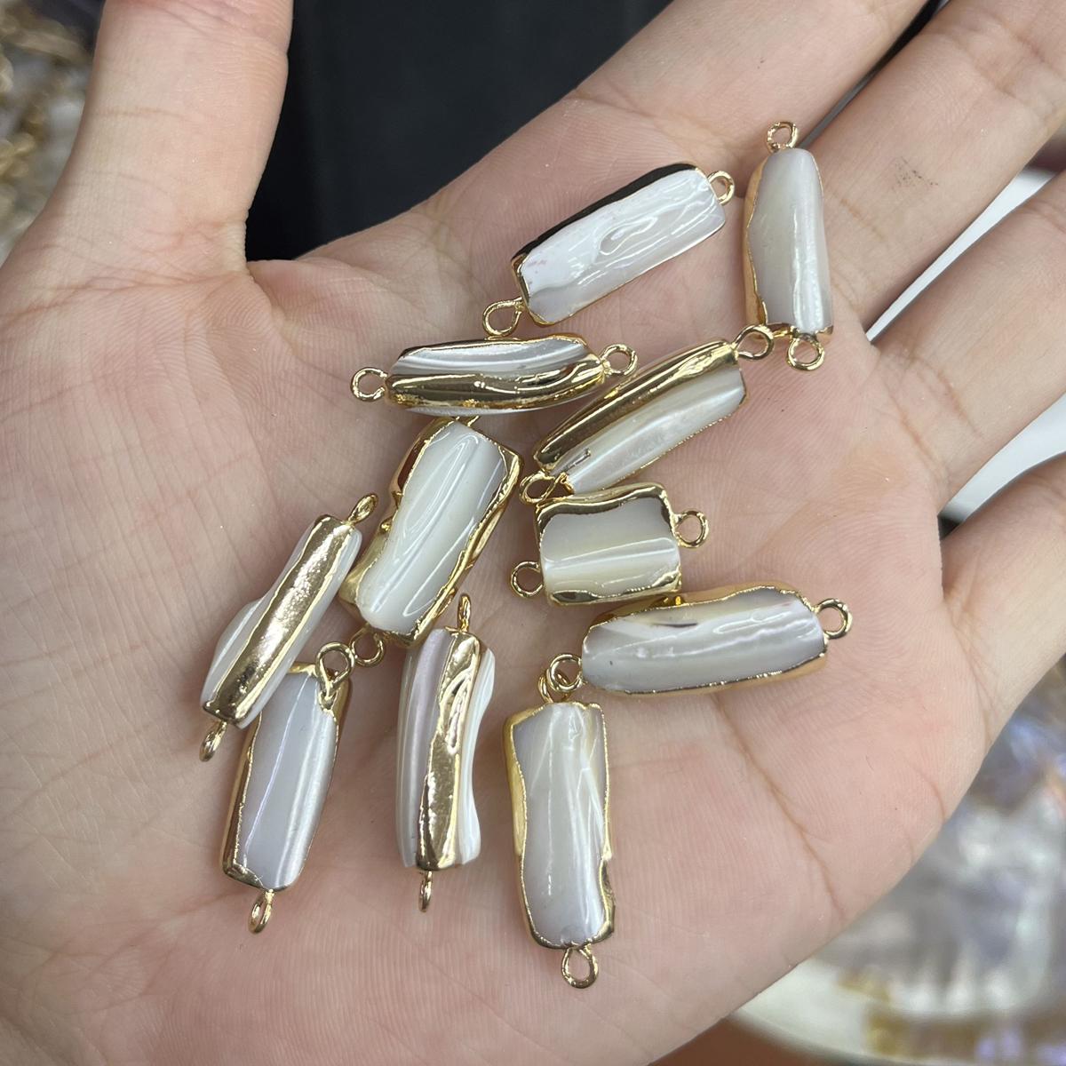 

5Pcs Shell Connector Irregular Rectangle Connector 6x24mm-10x25mm For Jewelry Making DIY Necklace Bracelet Earrings Accessory 5pcs