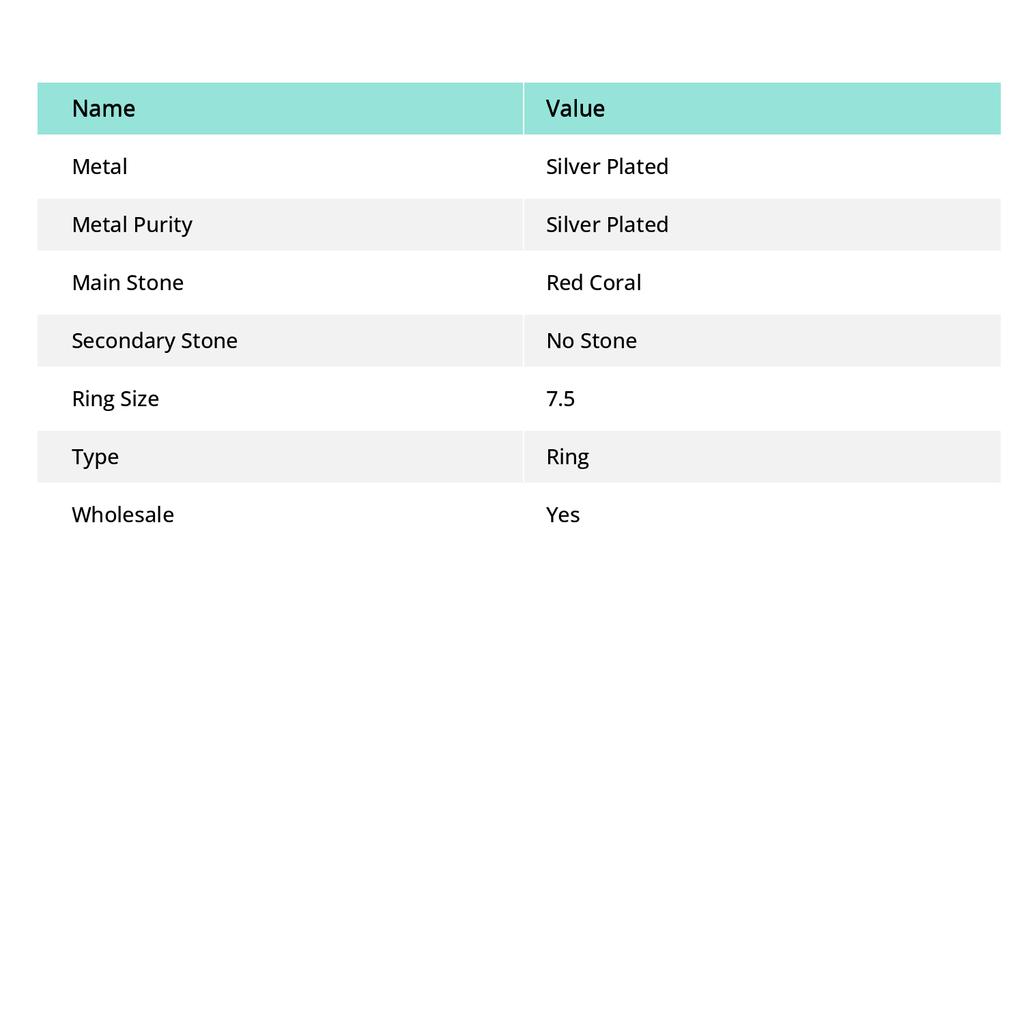 Natural Red Coral Gemstone Handmade Jewelry Ring Size 7.5 T5C43