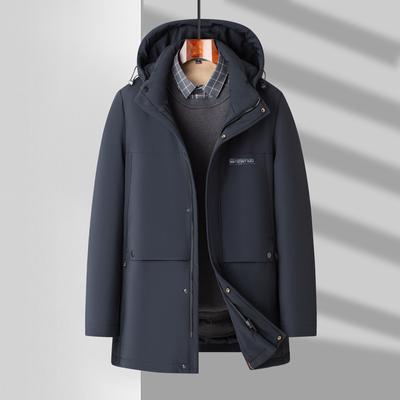 Doudoune à capuche pour homme Hiver Nouveau Doudoune en duvet d'oie Live-face avec doublure amovible Manteau épais pour homme