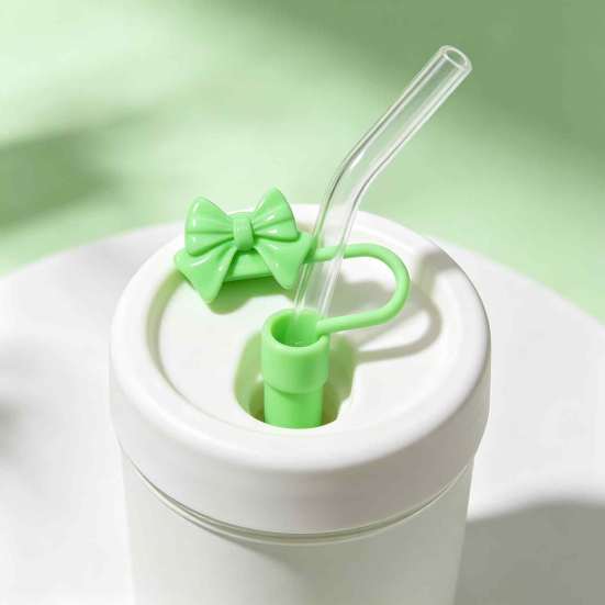 Cute Bow Straw Covers Cover for 10mm Straws, Silicone Dustproof Reusable Accessories Cap, Topper Coffee Cups And Tumblers Toppers