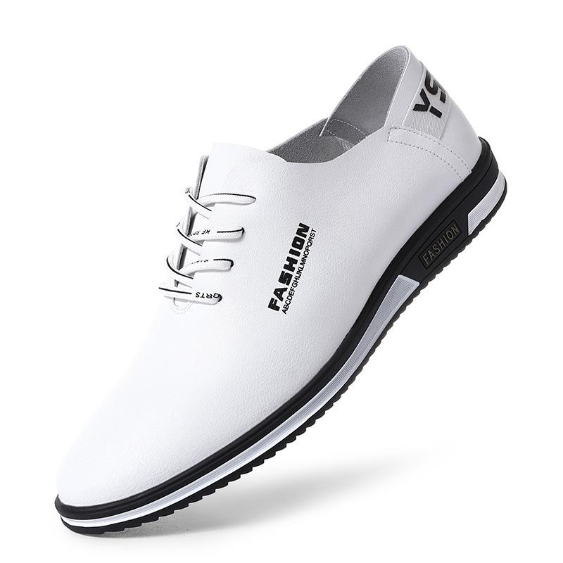

2024 autumn flat-soled leather little white shoes men s soft-soled soft-faced trendy casual leather shoes versatile non-slip driving shoes 38