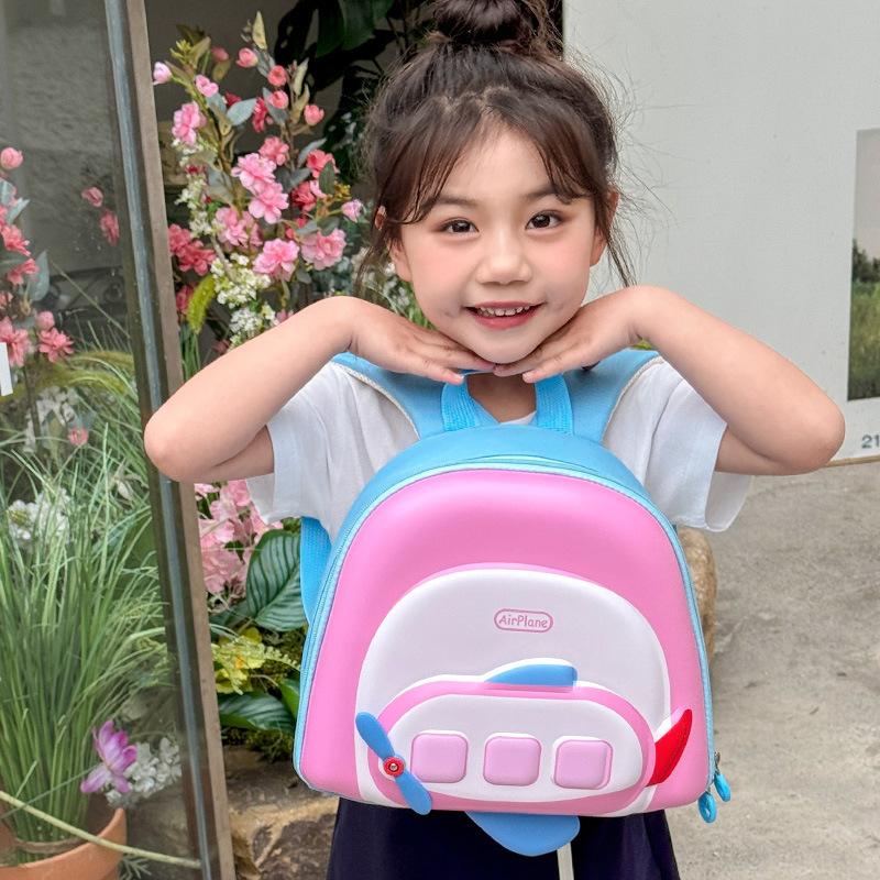 Tornister trójwymiarowy skorupka jajka lekki i uroczy kreskówkowy mały samolot tornister dla dziecka chłopca dziewczynki plecy