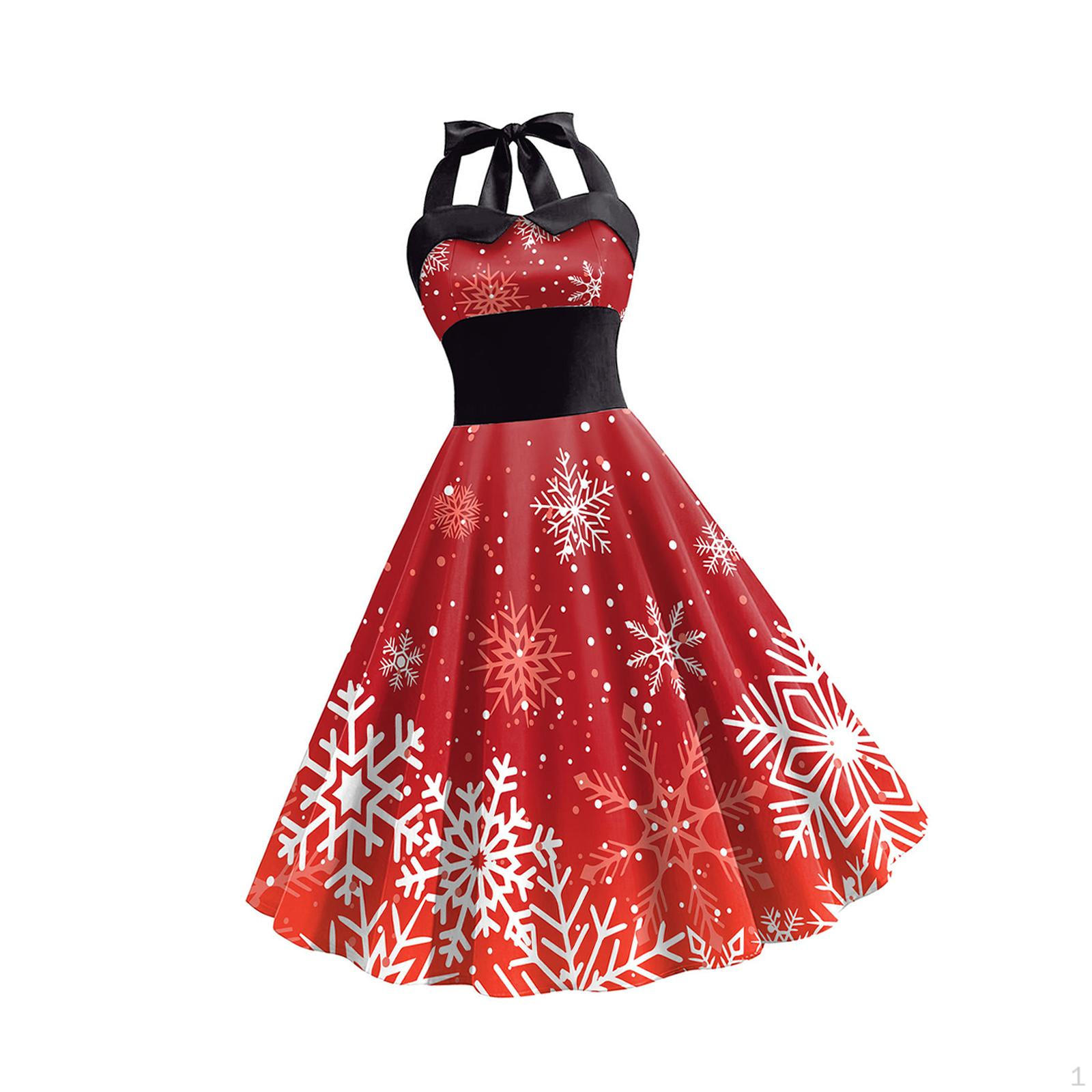 

Рождественское платье для женщин Элегантный коктейль Ролевая игра Пляжный фестиваль M