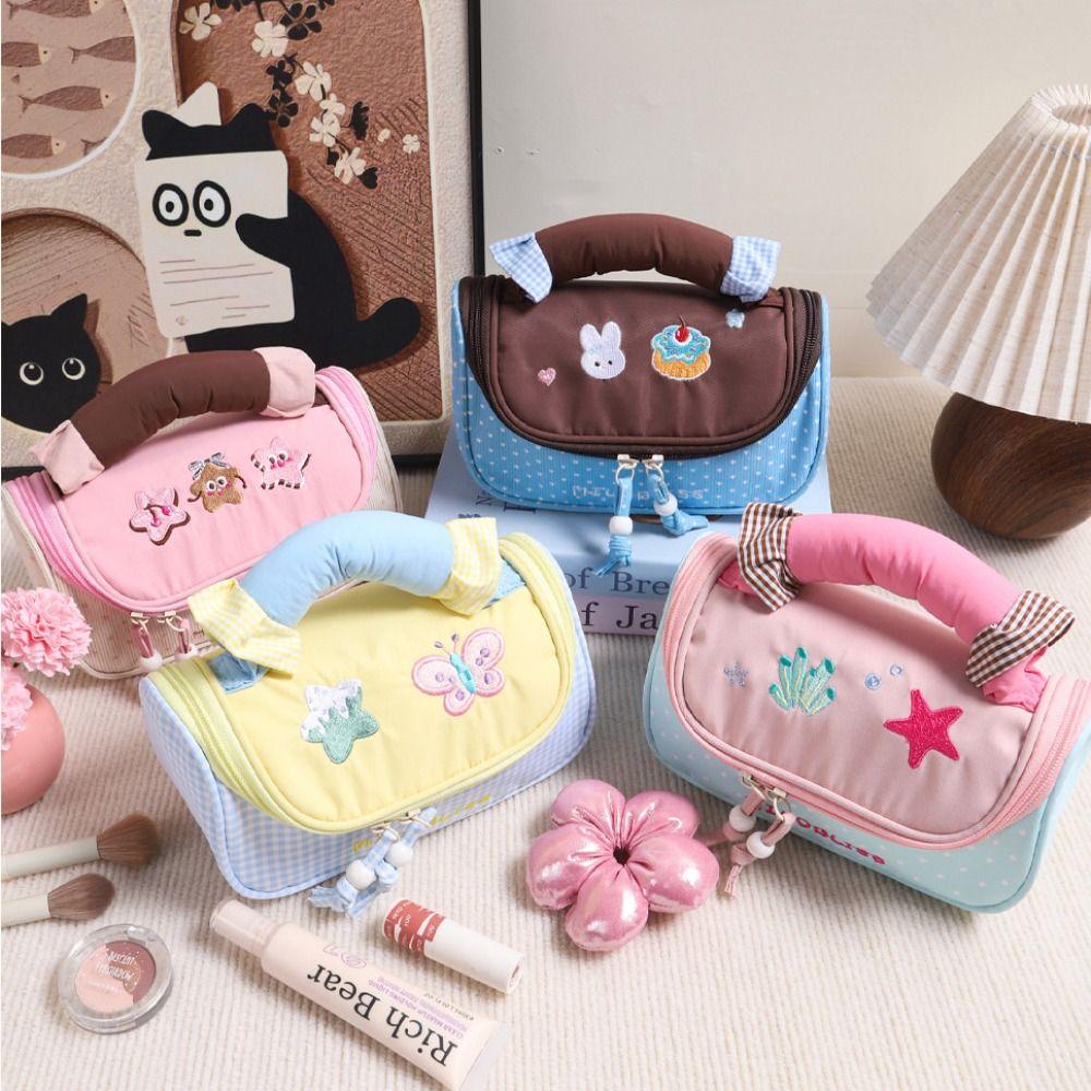 Candy Color Colorblock Cosmetic Bag Large Capacity Pencil Pouch Cute Pencil Case  Student