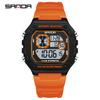 SANDA 2202 Fashionable Men's Electronic Watch Sports Multifunctional Waterproof LED Single Display Small Square Electronic Watch